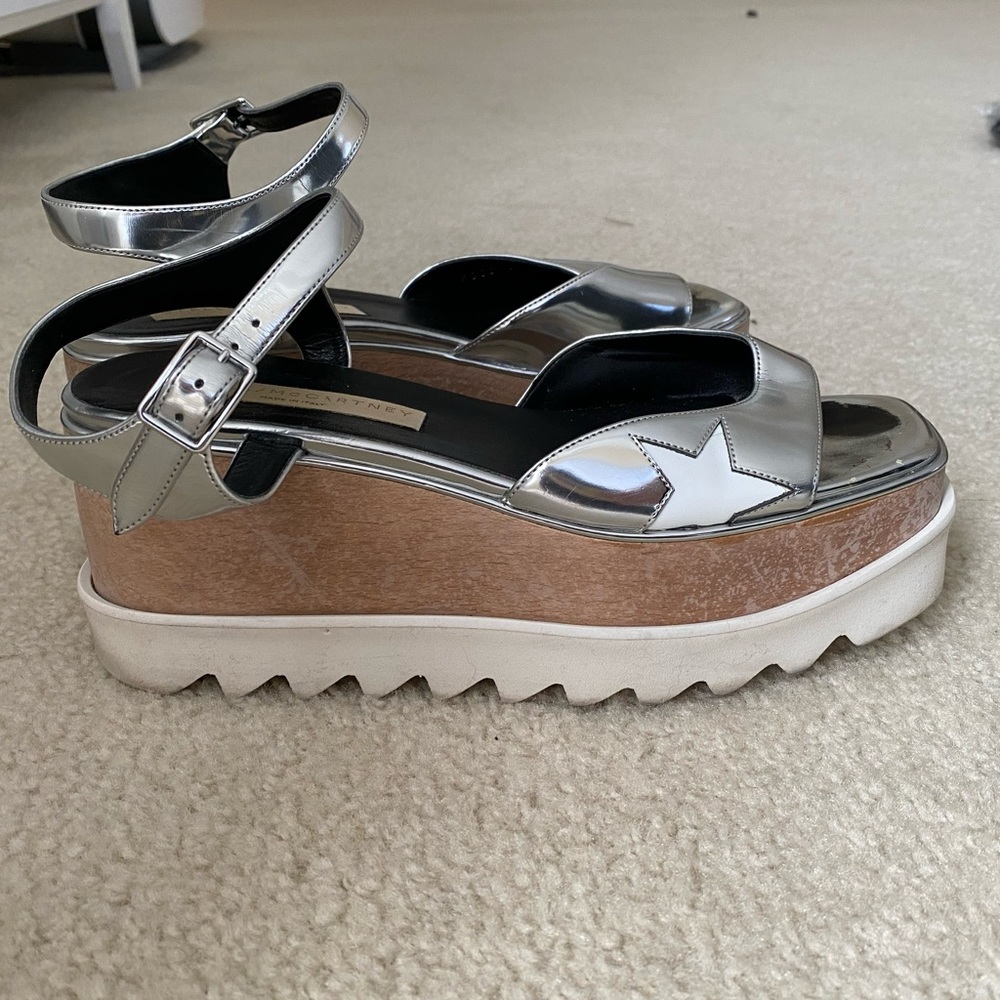 STELLA MCCARTNEY Silver Star Elyse hackney Embellished metallic Platform Sandals